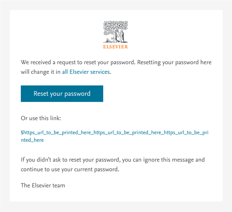 screenshot of one-time link screen